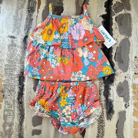 Carter's Other - Baby Carter’s Two Piece Matching Set Floral Tank Top and Shorts